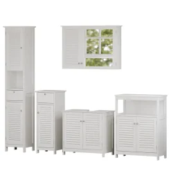 Badmöbel-Set Riad Weiß 5 Teile, Unterschrank mit Zwischenablage Vicco