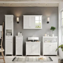 Badmöbel-Set Riad Weiß 5 Teile, Unterschrank mit Zwischenablage Vicco