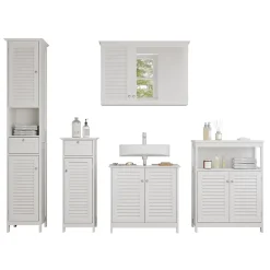 Badmöbel-Set Riad Weiß 5 Teile, Unterschrank mit Zwischenablage Vicco