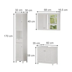 Badmöbel-Set Riad Weiß 3 Teile, Option 5 Vicco