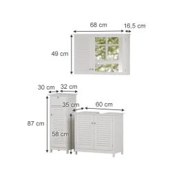 Badmöbel-Set Riad Weiß 3 Teile, Option 4 Vicco