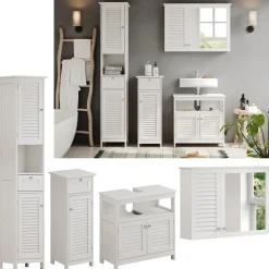 Badmöbel-Set Riad Weiß 4 Teile, Option 1 Vicco