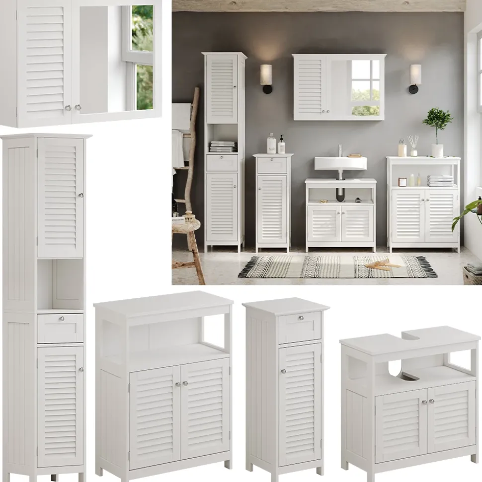 Badmöbel-Set Riad Weiß 5 Teile Vicco