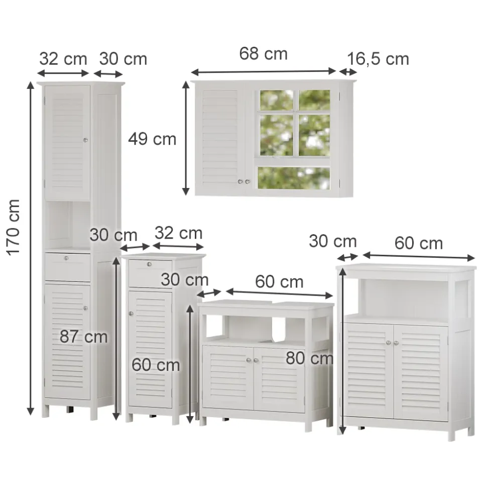Badmöbel-Set Riad Weiß 5 Teile Vicco