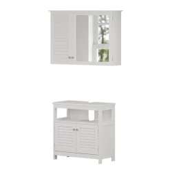 Badmöbel-Set Riad Weiß 2 Teile, Unterschrank mit Zwischenablage Vicco