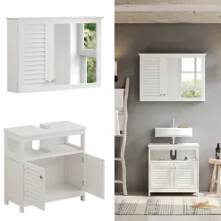 Badmöbel-Set Riad Weiß 2 Teile, Unterschrank mit Zwischenablage Vicco