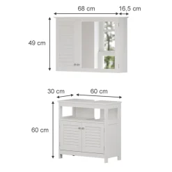 Badmöbel-Set Riad Weiß 2 Teile, Unterschrank mit Zwischenablage Vicco