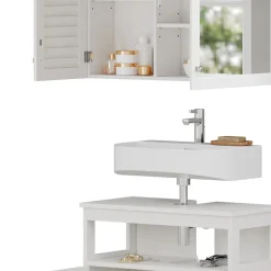 Badmöbel-Set Riad Weiß 2 Teile, Unterschrank mit Zwischenablage Vicco