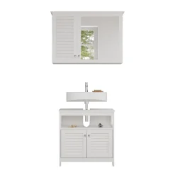 Badmöbel-Set Riad Weiß 2 Teile, Unterschrank mit Zwischenablage Vicco