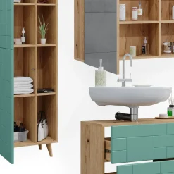 Badmöbel-Set Rudi Mintgrün 3 Teile, mit Hochschrank Vicco