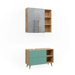 Badmöbel-Set Rudi Mintgrün 2 Teile Vicco