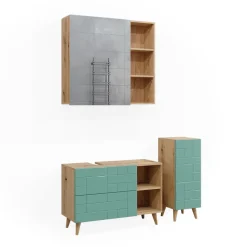 Badmöbel-Set Rudi Mintgrün 3 Teile Vicco