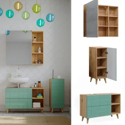 Badmöbel-Set Rudi Mintgrün 3 Teile Vicco