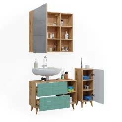 Badmöbel-Set Rudi Mintgrün 3 Teile Vicco