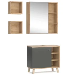 Badmöbel-Set Senyo Anthrazit 3 Teile Vicco