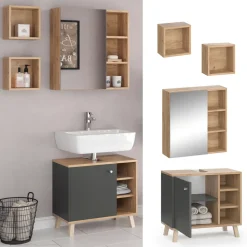 Badmöbel-Set Senyo Anthrazit 3 Teile Vicco