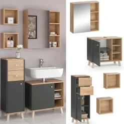 Badmöbel-Set Senyo Anthrazit 4 Teile Vicco