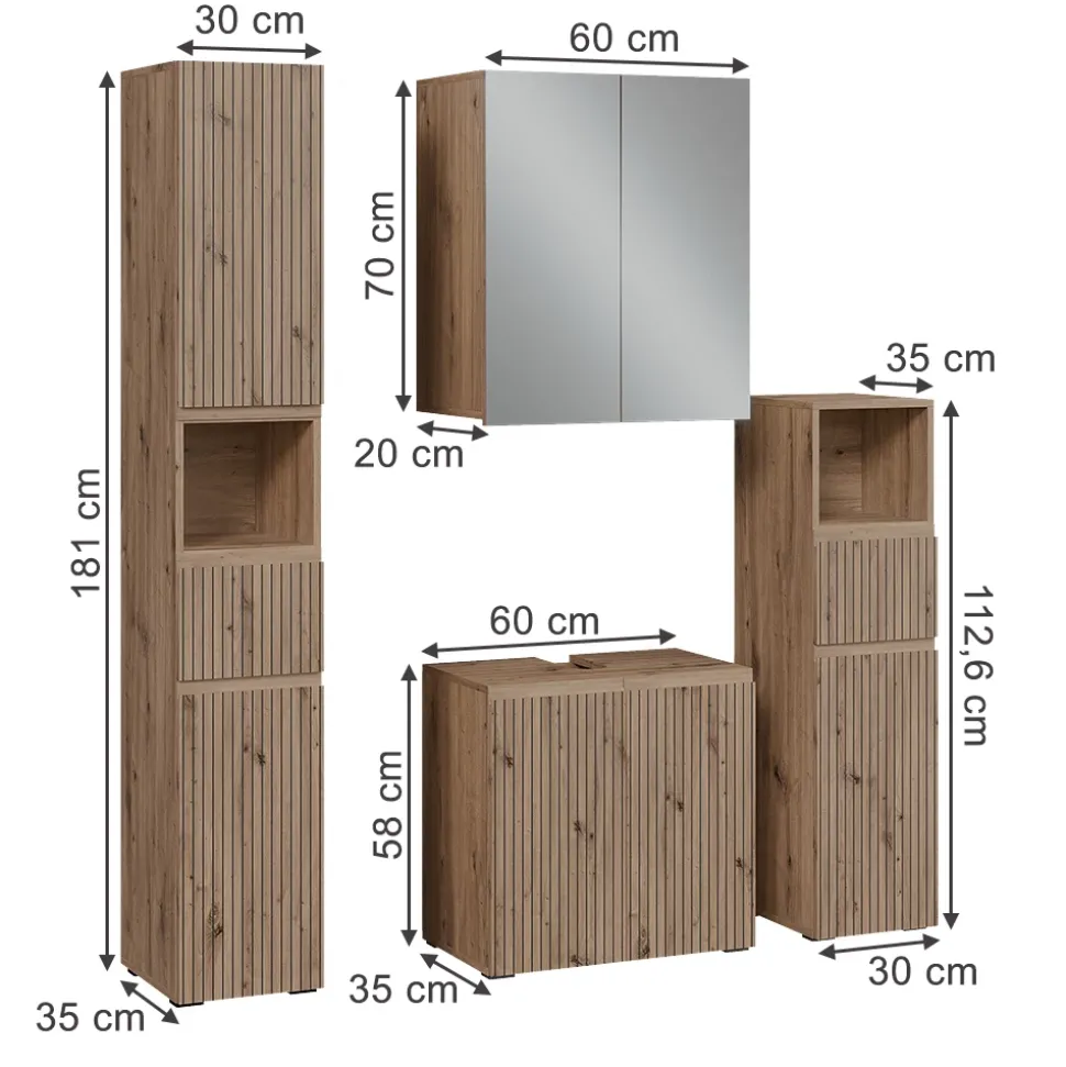 Badmöbel-Set Takumi Artisan 4 Teile Vicco