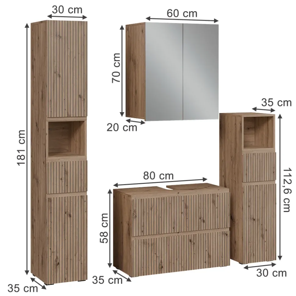 Badmöbel-Set Takumi Artisan 4 Teile Vicco