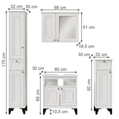 Badmöbel-Set Vanity Weiß 4 Teile Vicco