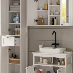 Badmöbel-Set Vanity Weiß 3 Teile Vicco