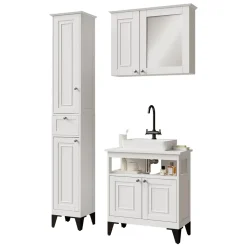 Badmöbel-Set Vanity Weiß 3 Teile Vicco