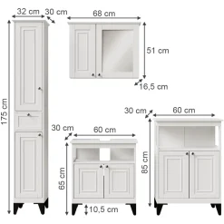 Badmöbel-Set Vanity Weiß 4 Teile Vicco