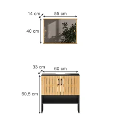 Badmöbel-Set Vayra Bambus 2 Teile Vicco