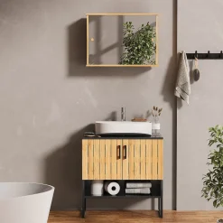 Badmöbel-Set Vayra Bambus 2 Teile Vicco