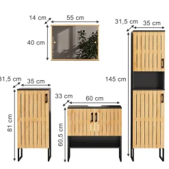 Badmöbel-Set Vayra Bambus 4 Teile Vicco