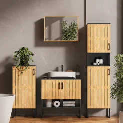 Badmöbel-Set Vayra Bambus 4 Teile Vicco