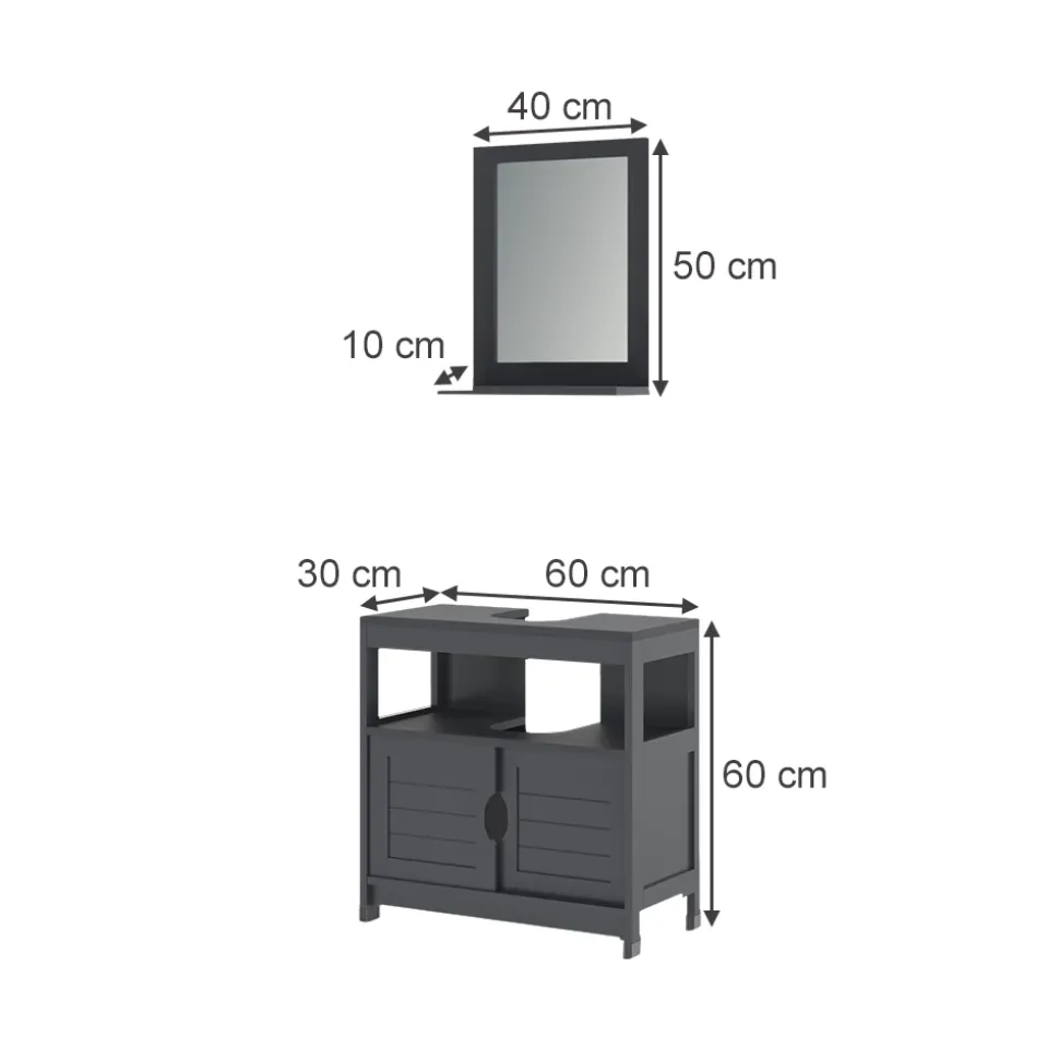 Badmöbel-Set Vilda Grau 2 Teile Vicco