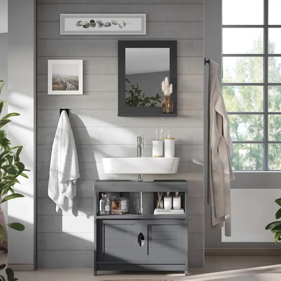 Badmöbel-Set Vilda Grau 2 Teile Vicco