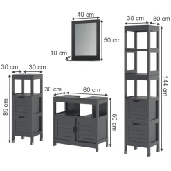 Badmöbel-Set Vilda Grau 4 Teile Vicco