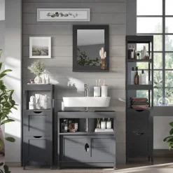 Badmöbel-Set Vilda Grau 4 Teile Vicco