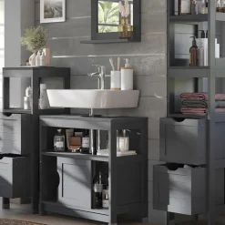 Badmöbel-Set Vilda Grau 4 Teile Vicco