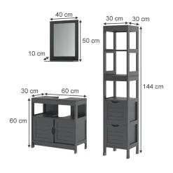 Badmöbel-Set Vilda Grau 3 Teile Vicco