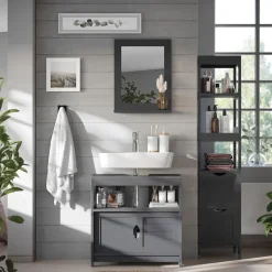 Badmöbel-Set Vilda Grau 3 Teile Vicco