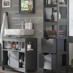 Badmöbel-Set Vilda Grau 3 Teile Vicco