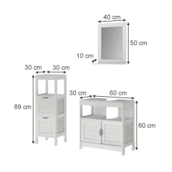 Badmöbel-Set Vilda Weiß 3 Teile Vicco