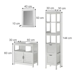 Badmöbel-Set Vilda Weiß 3 Teile Vicco