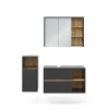 Badmöbel-Set Viola Anthrazit 3 Teile, mit Midischrank Vicco