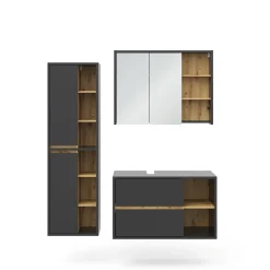 Badmöbel-Set Viola Anthrazit 3 Teile Vicco