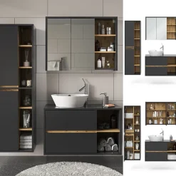 Badmöbel-Set Viola Anthrazit 3 Teile Vicco