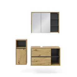 Badmöbel-Set Viola Artisan-Eiche 3 Teile, mit Midischrank Vicco