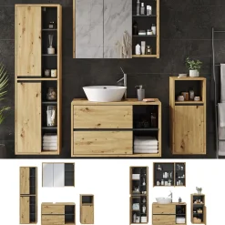 Badmöbel-Set Viola Artisan-Eiche 4 Teile Vicco