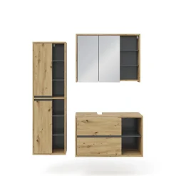 Badmöbel-Set Viola Artisan-Eiche 3 Teile Vicco