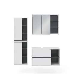 Badmöbel-Set Viola Weiß 3 Teile Vicco