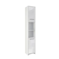 Badschrank Weiß Hochglanz/Weiß 30 x 190 cm Vicco