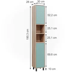 Badschrank Agasta Mintgrün 30 x 190.3 cm Vicco